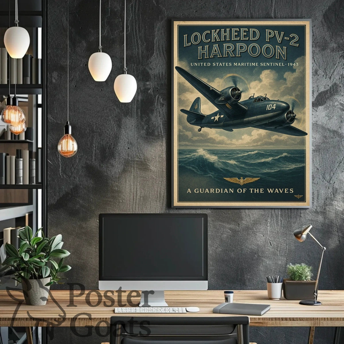 Lockheed PV-2 Harpoon WWII Aircraft Vintage Poster
