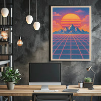 Retro-Futuristic Sunset Vaporwave Artistic Poster