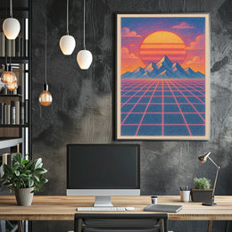 Retro-Futuristic Sunset Vaporwave Artistic Poster