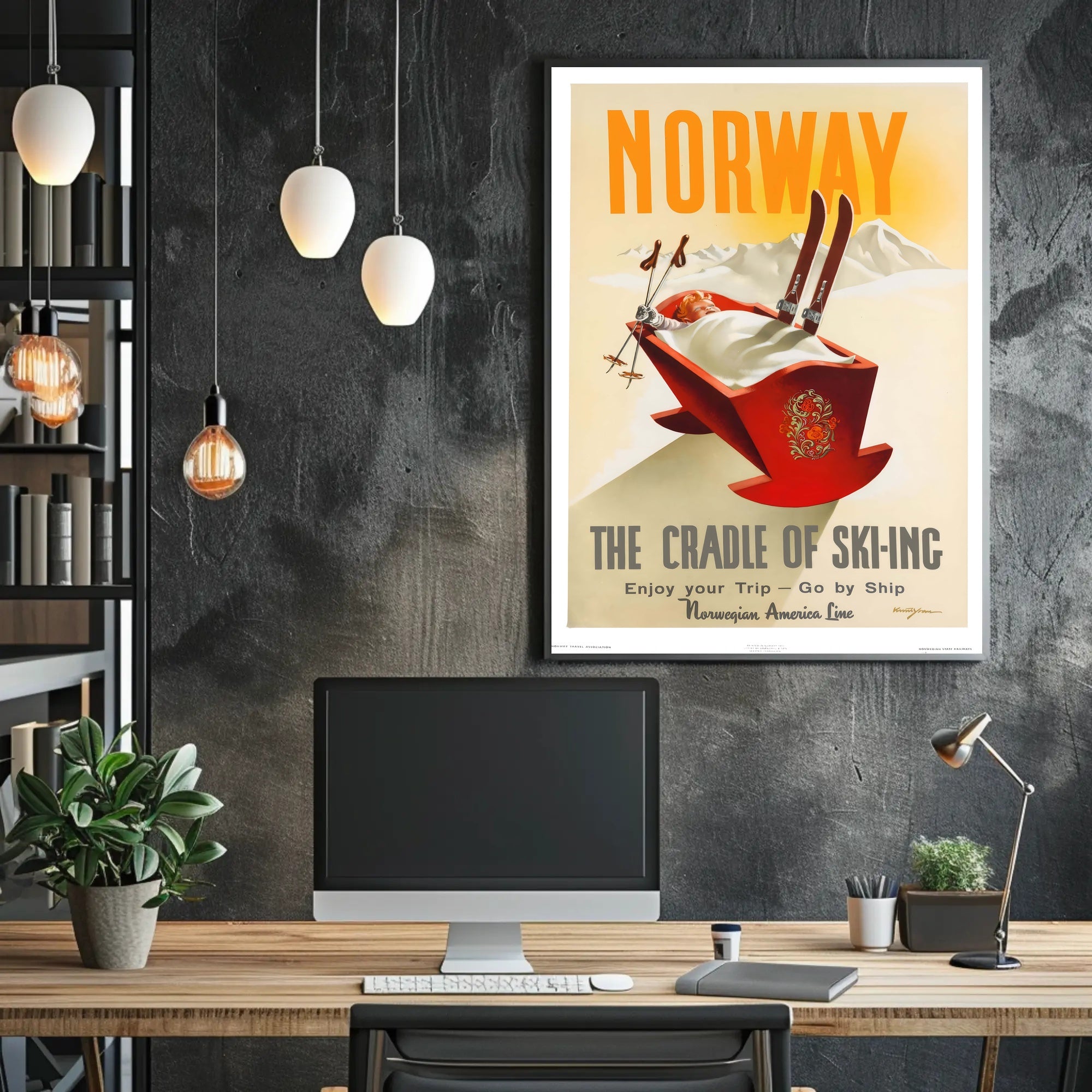 Norway Ski Adventure Vintage Travel Poster PosterGoat