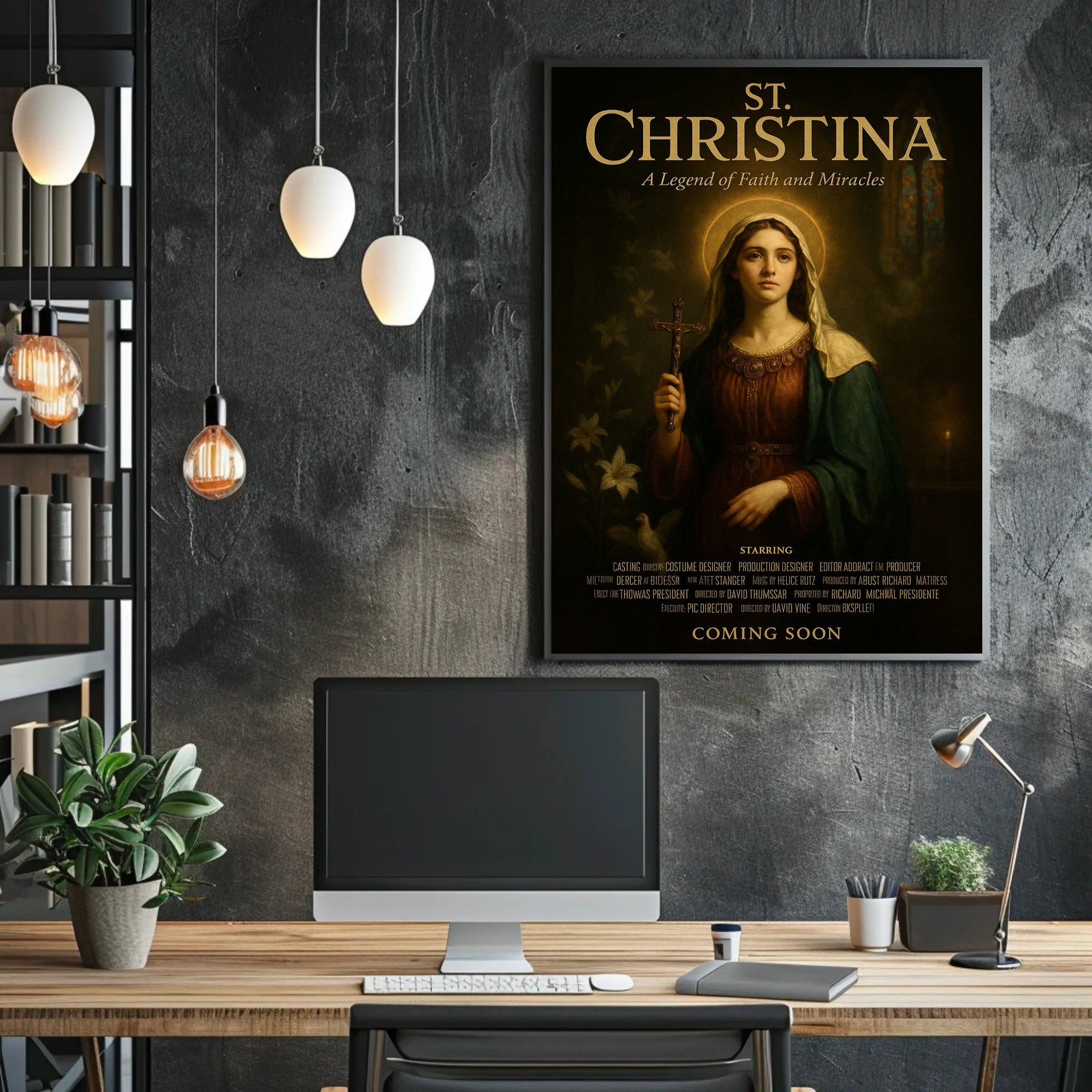 Saint Christina Devotional Poster Vintage Faith Print