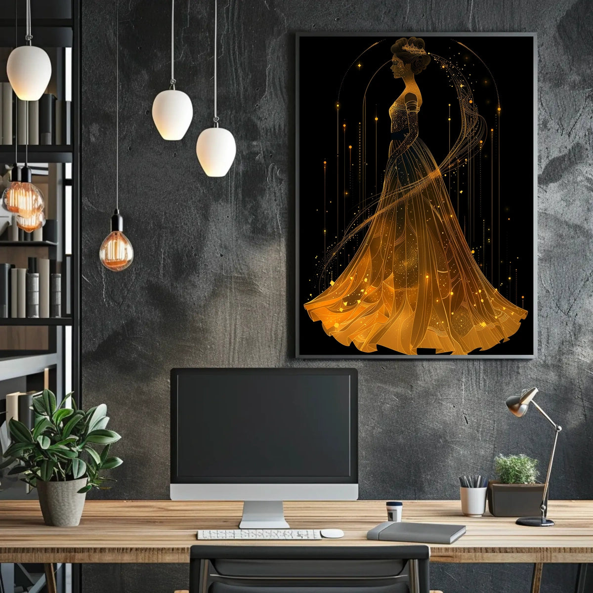 Golden Gown Celestial Woman Fantasy Art Poster
