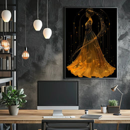 Golden Gown Celestial Woman Fantasy Art Poster