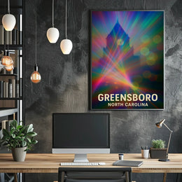 Greensboro North Carolina Vibrant Cityscape Travel Art Impressionism Urban Skyline Wanderlust Inspiration Poster