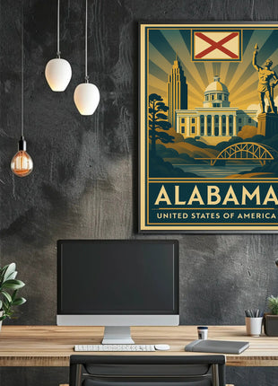 Alabama Heritage Landmarks Art Deco Travel Poster