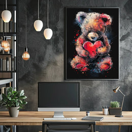 Heartfelt Embrace Watercolor Teddy Bear Love Poster