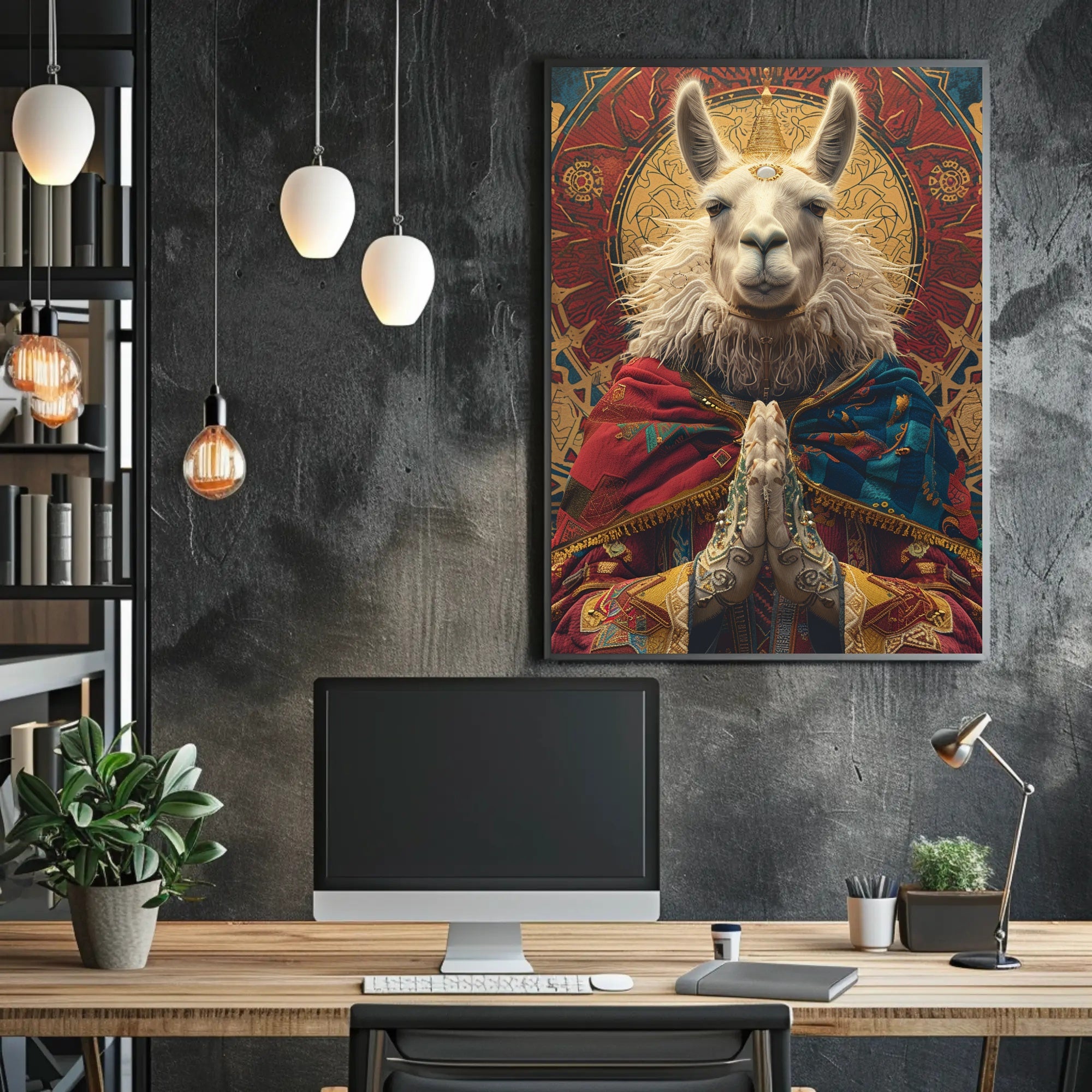 Majestic Llama in Spiritual Pose Fantasy or Mythology Poster PosterGoat