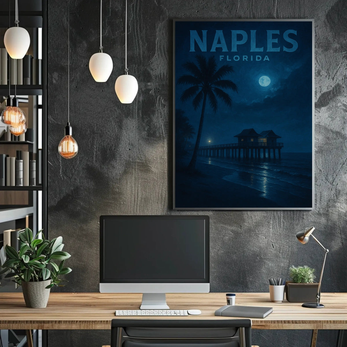 Naples Florida Moonlit Serenity Poster Wall Art 18x24