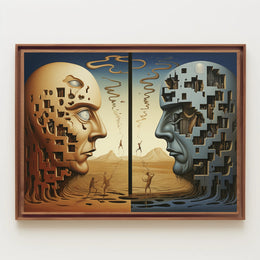 Surrealistic Sculptures in Dreamscape Artistic Poster