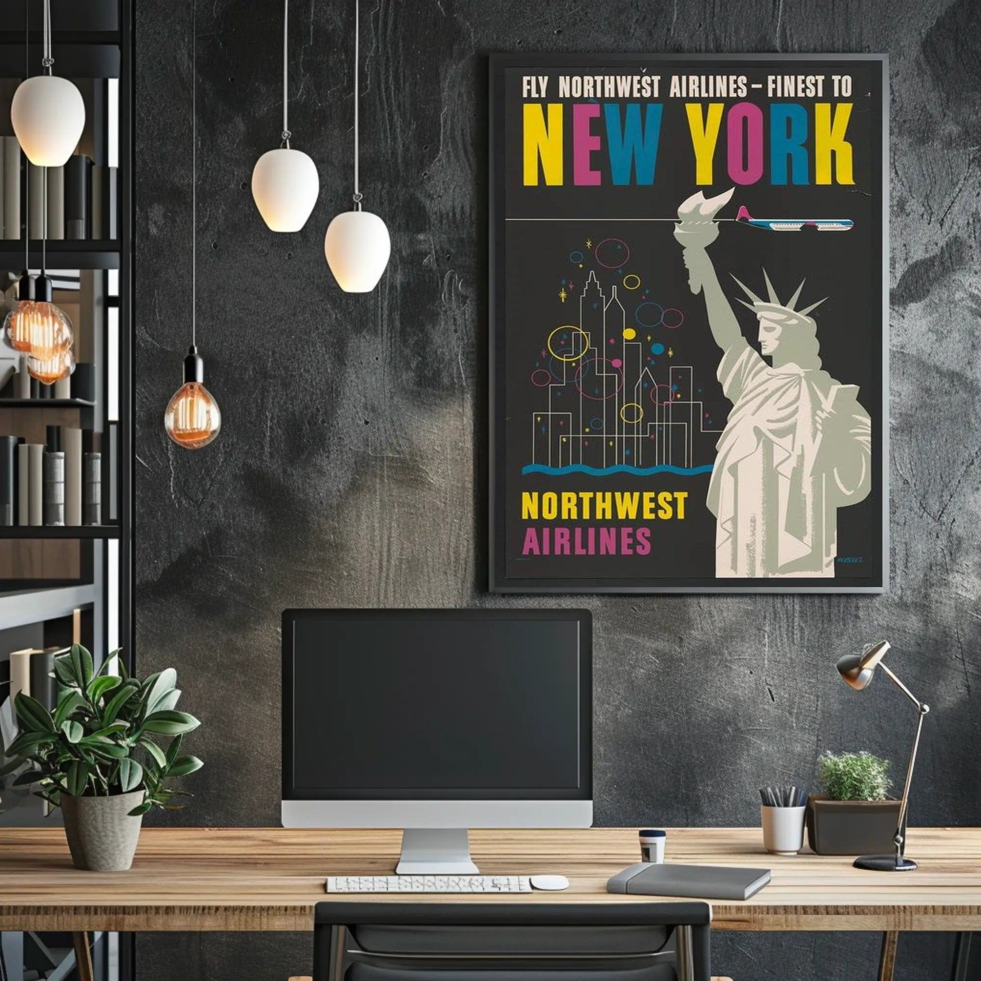 Fly Northwest Airlines to New York Poster PosterGoat