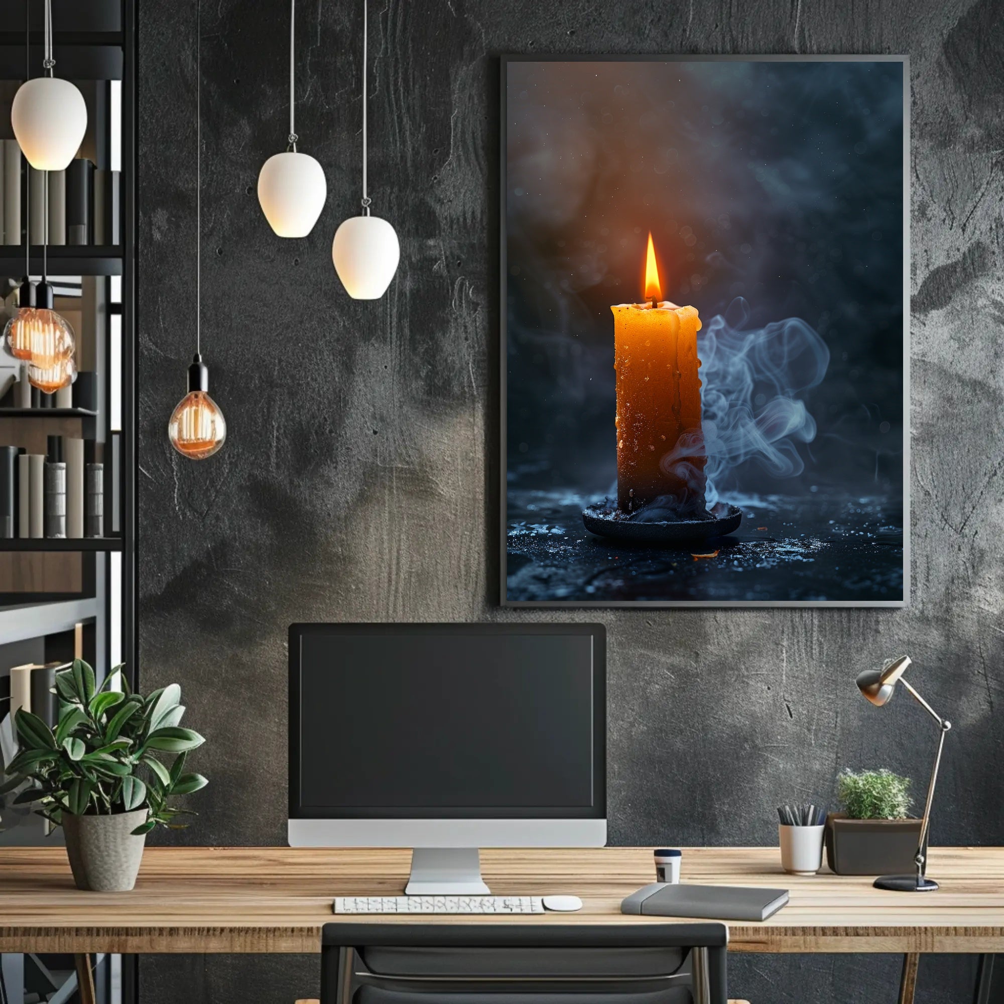 Photorealistic Burning Candle Travel Poster Wall Art PosterGoat