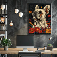 Floral Bulldog Fantasy Poster