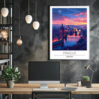 Romantic Twilight Prague View Urban or Cityscape Poster