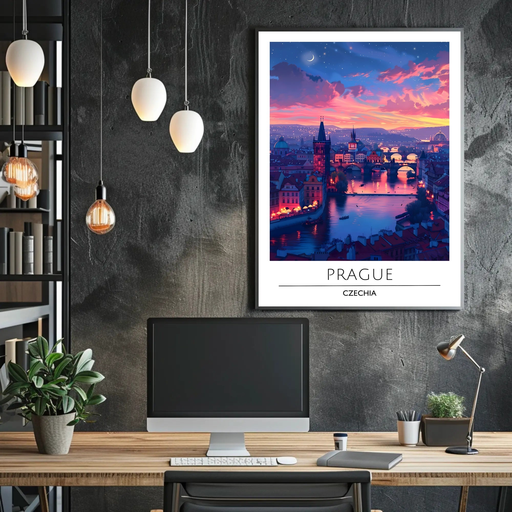 Romantic Twilight Prague View Urban or Cityscape Poster