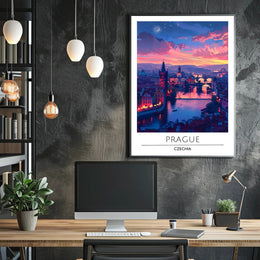 Romantic Twilight Prague View Urban or Cityscape Poster