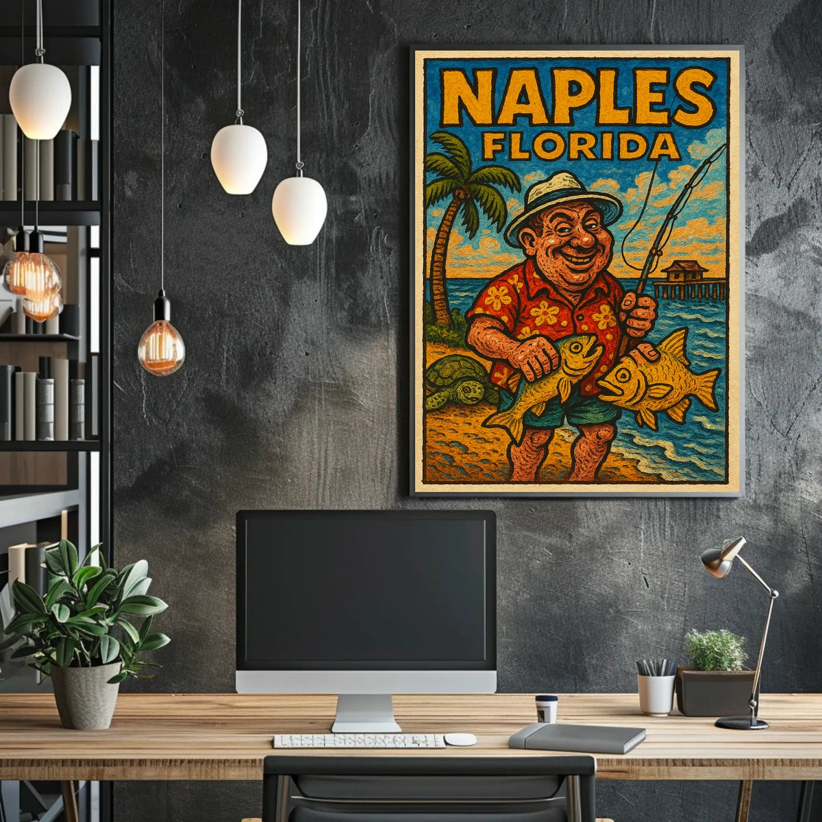 Naples Florida Fishing Paradise Poster Wall Art Decor