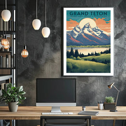 Grand Teton Vintage Travel Poster Print Wall Art