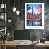 Hong Kong Skyline Vibrant Urban Cityscape Travel Poster PosterGoat
