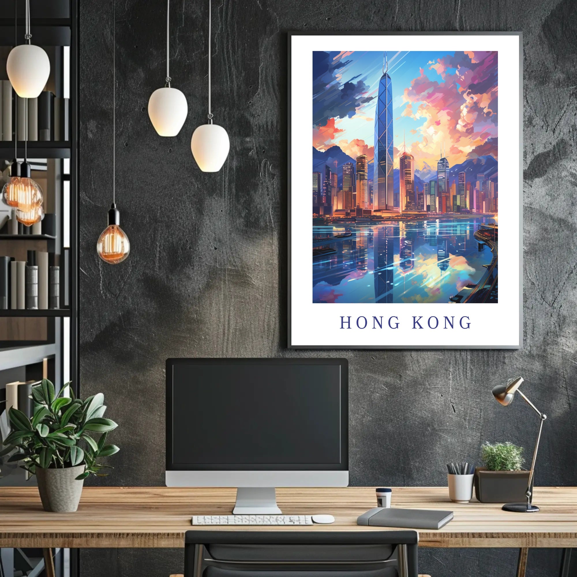 Hong Kong Skyline Vibrant Urban Cityscape Travel Poster PosterGoat
