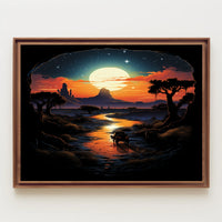 Desert Moonlit Journey Poster