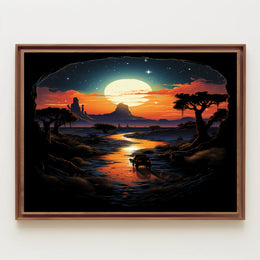Desert Moonlit Journey Poster