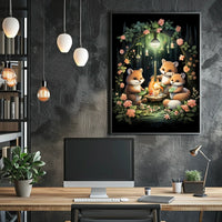 Whimsical Fox Picnic in Enchanted Forest Poster