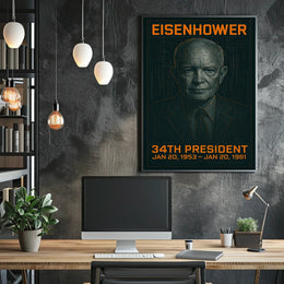 Dwight D. Eisenhower 34th President of the United States Techno Schematic Poster