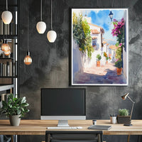 Sunlit Mediterranean Alley Poster PosterGoat