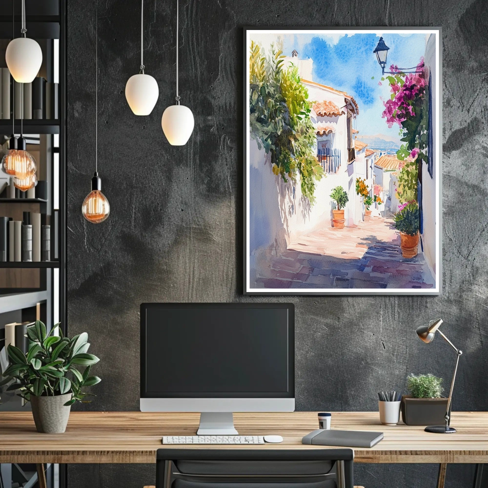 Sunlit Mediterranean Alley Poster PosterGoat