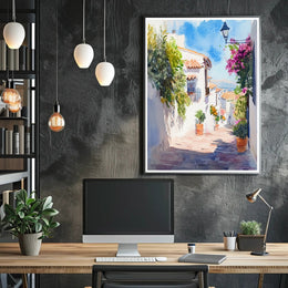 Sunlit Mediterranean Alley Poster PosterGoat