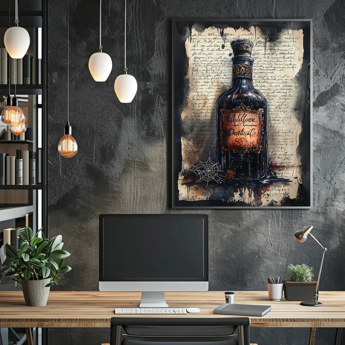 Vintage Dark Glass Bottle Artwork Poster
