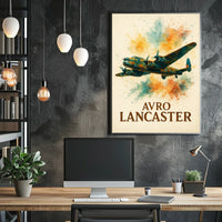 Avro Lancaster WWII Bomber Watercolor Art Poster