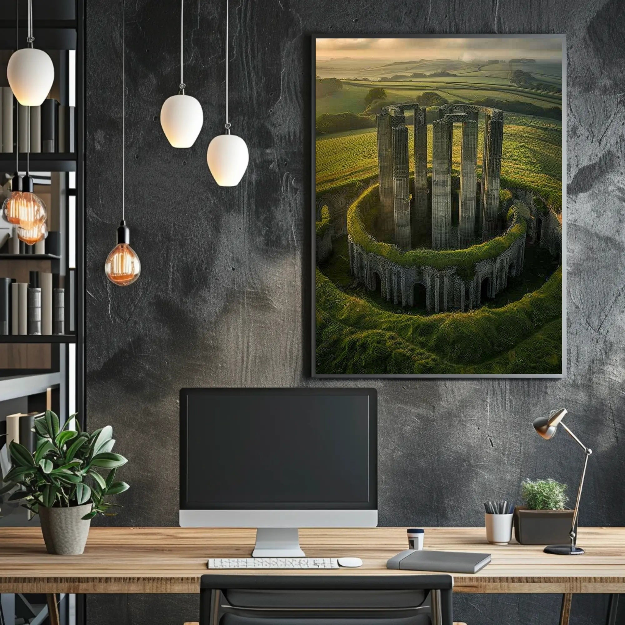 Ancient Ruins in Enchanting Fantasy Landscape Poster PosterGoat