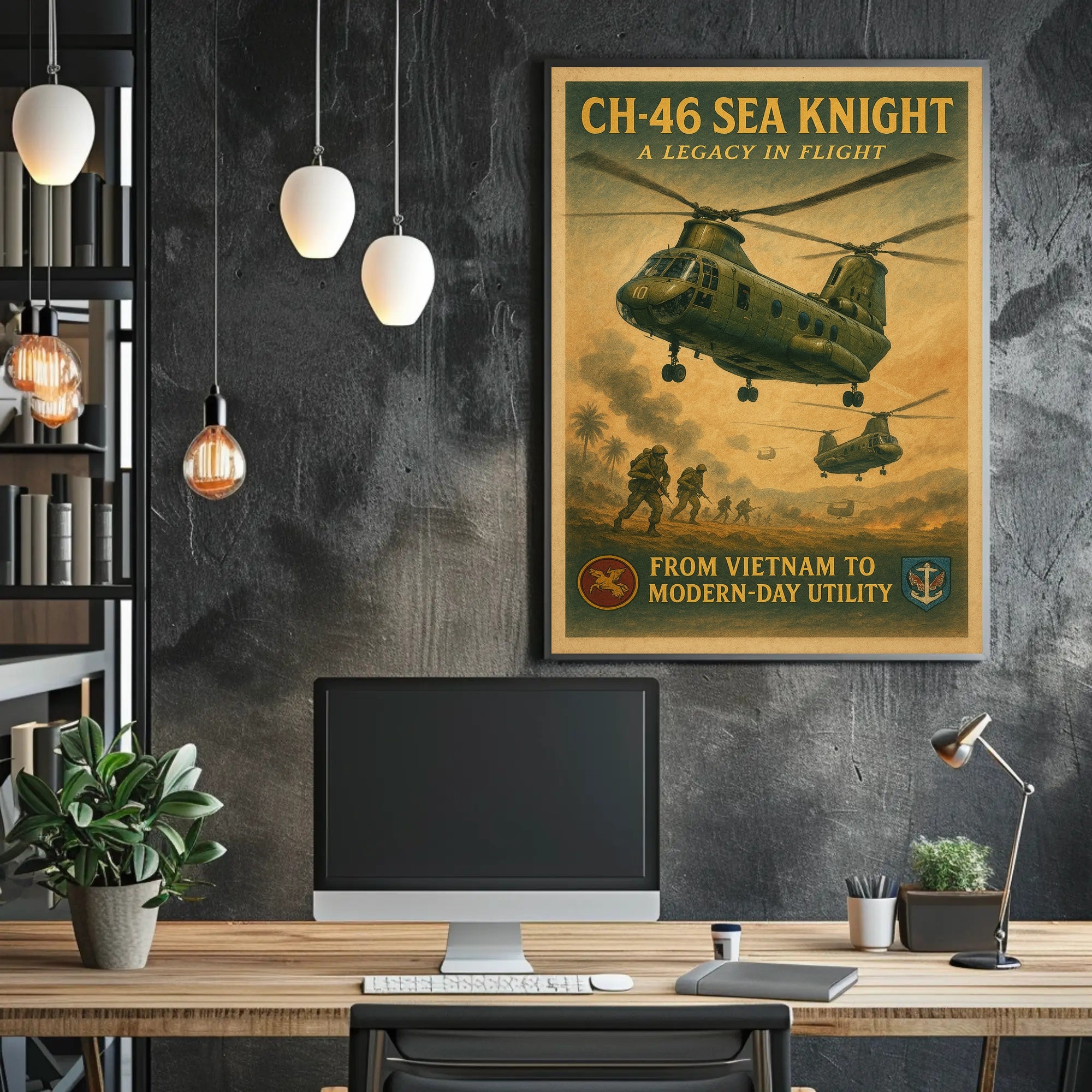 CH-46 Sea Knight Vintage Flight Poster PosterGoat