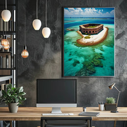Dry Tortugas Travel Poster Vintage Coastal Wall Art