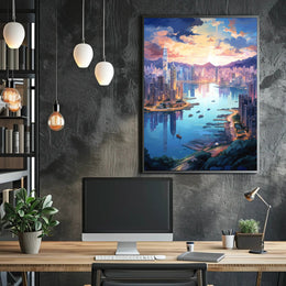 Modern Cityscape Art Vibrant Urban Scene Artistic Poster