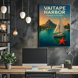 Vaitape Harbor Tropical Escape Travel Poster PosterGoat