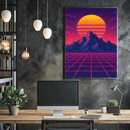Retro-Futuristic Synthwave Sunset Futuristic Sci-Fi Poster