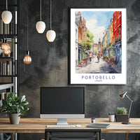 Portobello Street Scene Watercolor Urban or Cityscape Poster PosterGoat