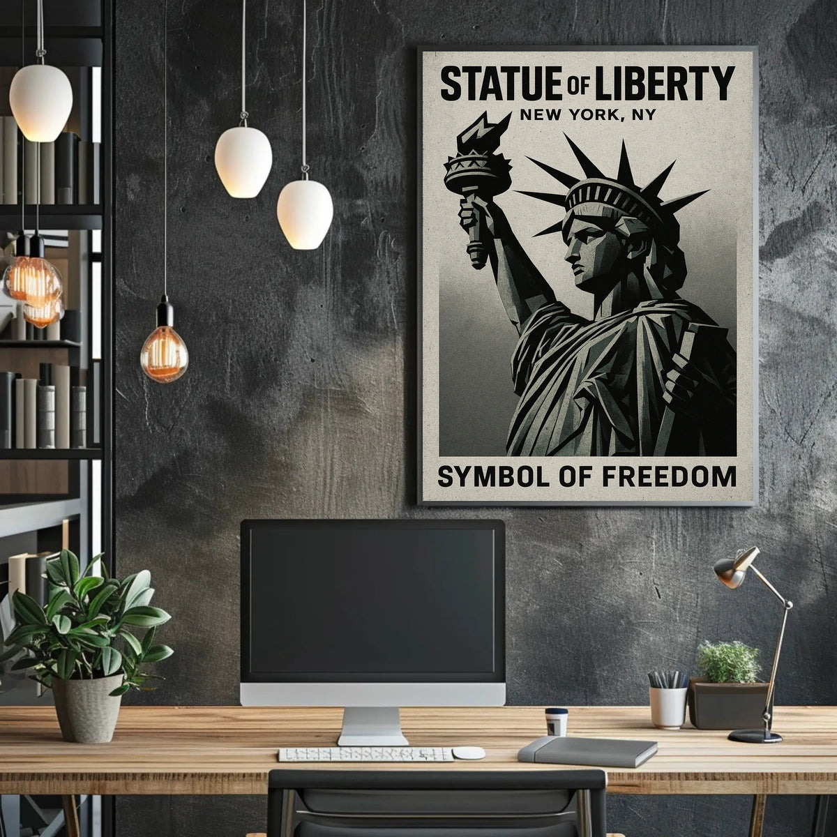 Statue of Liberty Vintage Art in Cultural or Heritage Poster
