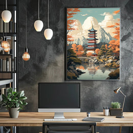 Tranquil Pagoda In Autumn Poster