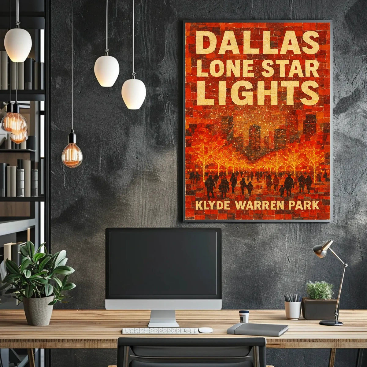 Dallas Lone Star Lights Cityscape Wall Art Print Poster