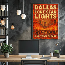 Dallas Lone Star Lights Cityscape Wall Art Print Poster