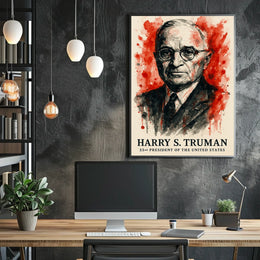 Truman Watercolor Art Historic Presidential Poster