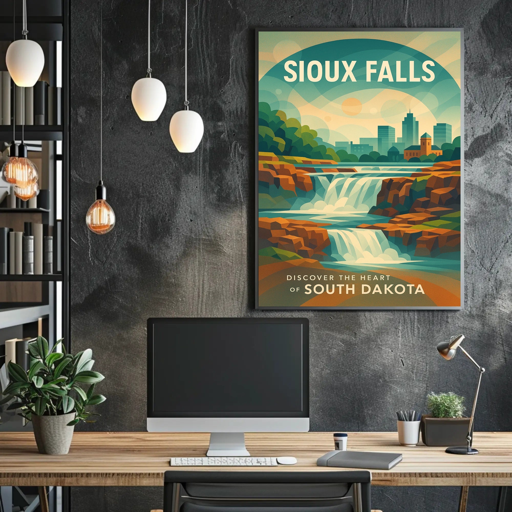 Sioux Falls Travel Adventure Art Poster PosterGoat