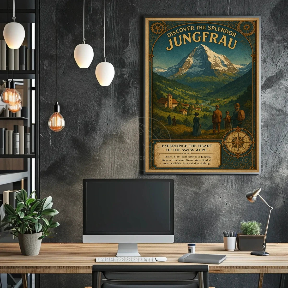 Travel to Jungfrau: Vintage Swiss Alps Travel Poster