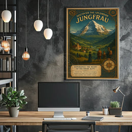 Travel to Jungfrau: Vintage Swiss Alps Travel Poster