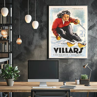 Skiing in Villars, Switzerland Poster