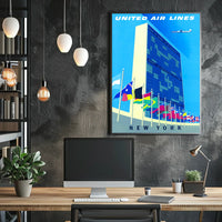 New York Travel Poster Vintage UN Building Wall Art
