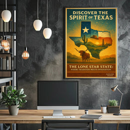 Texas Vintage Travel Poster Wall Art Print